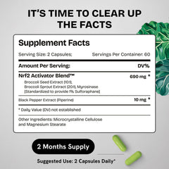 Healthbiotics frasco abierto con cápsulas expuestas indicando cantidad y uso