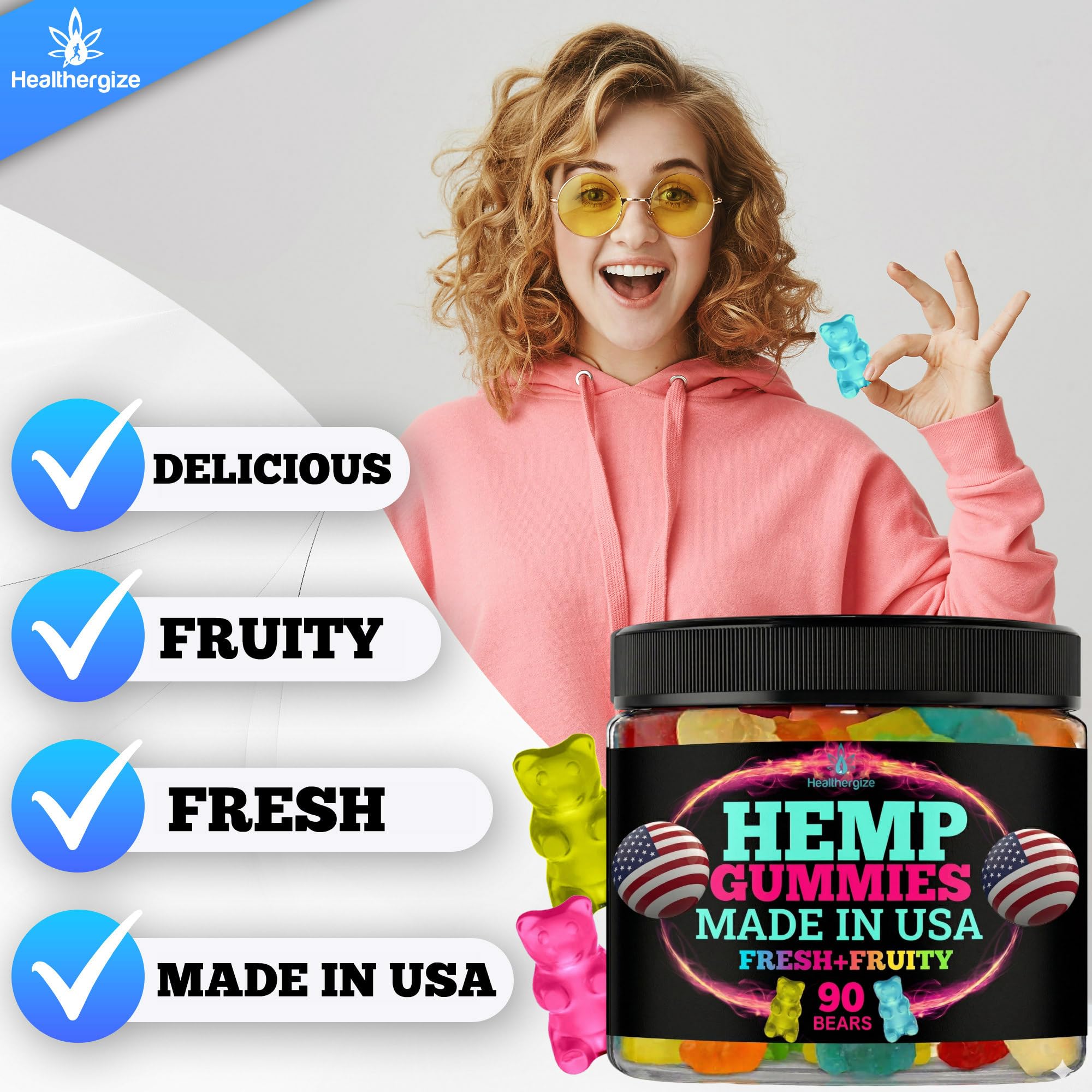 Variedad de sabores frutales Healthergize expuestos con experiencia saborosa