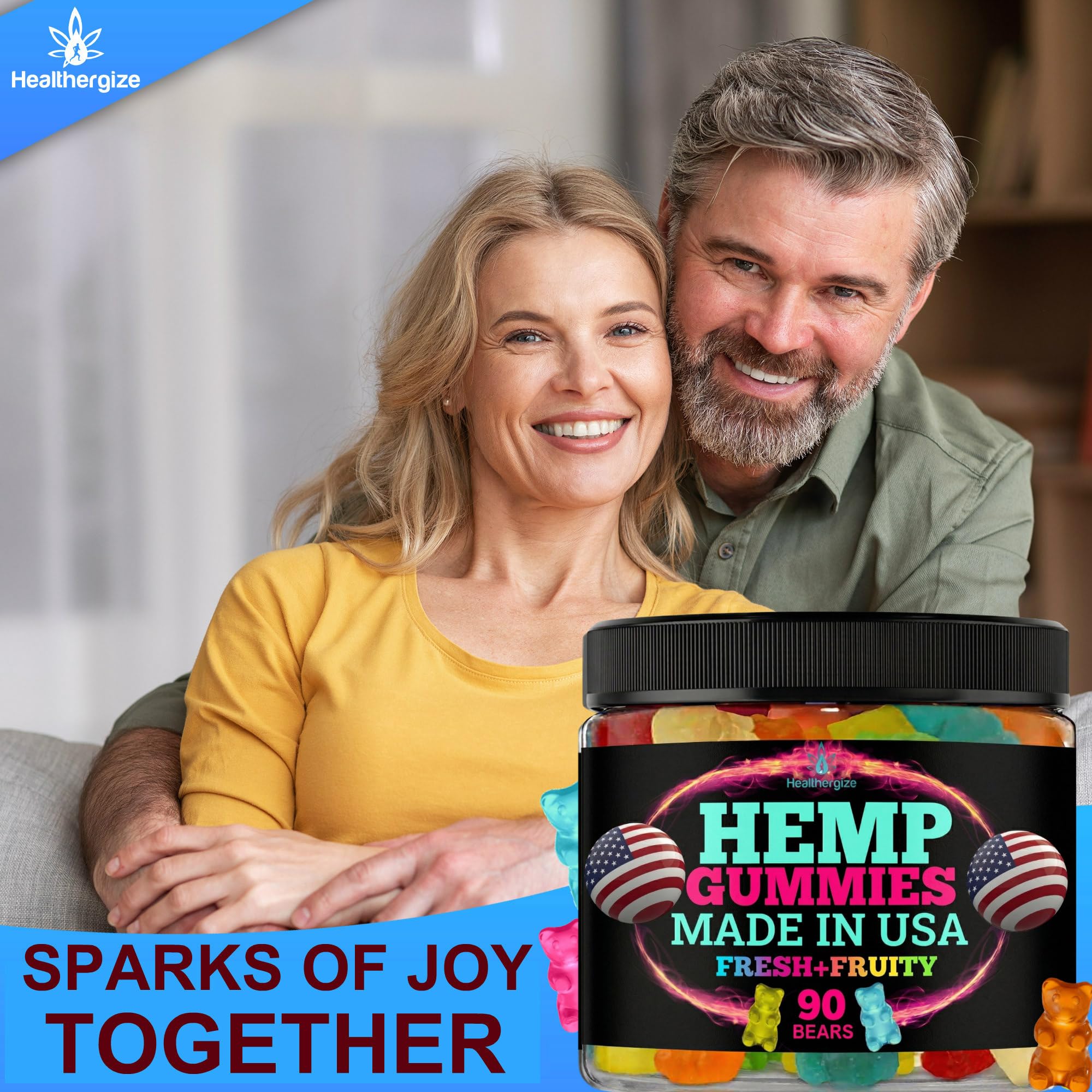Sello de laboratorio Healthergize señalando pruebas de pureza por terceros