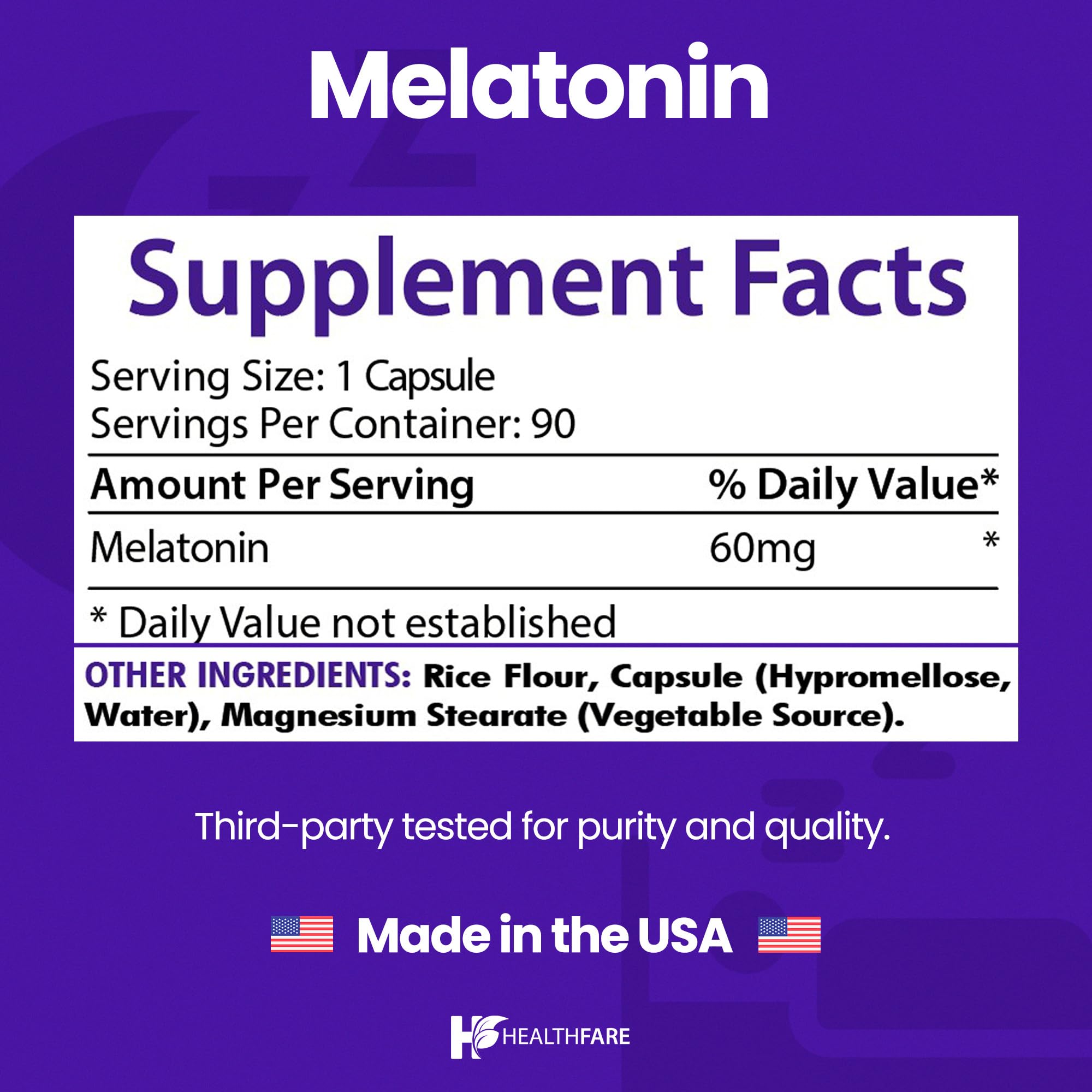 Healthfare etiqueta con información de 60 mg y sin gluten para confianza