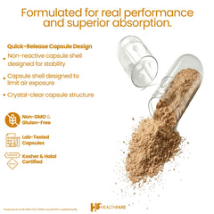 Healthfare detalle de etiqueta con ingredientes y certificaciones visibles
