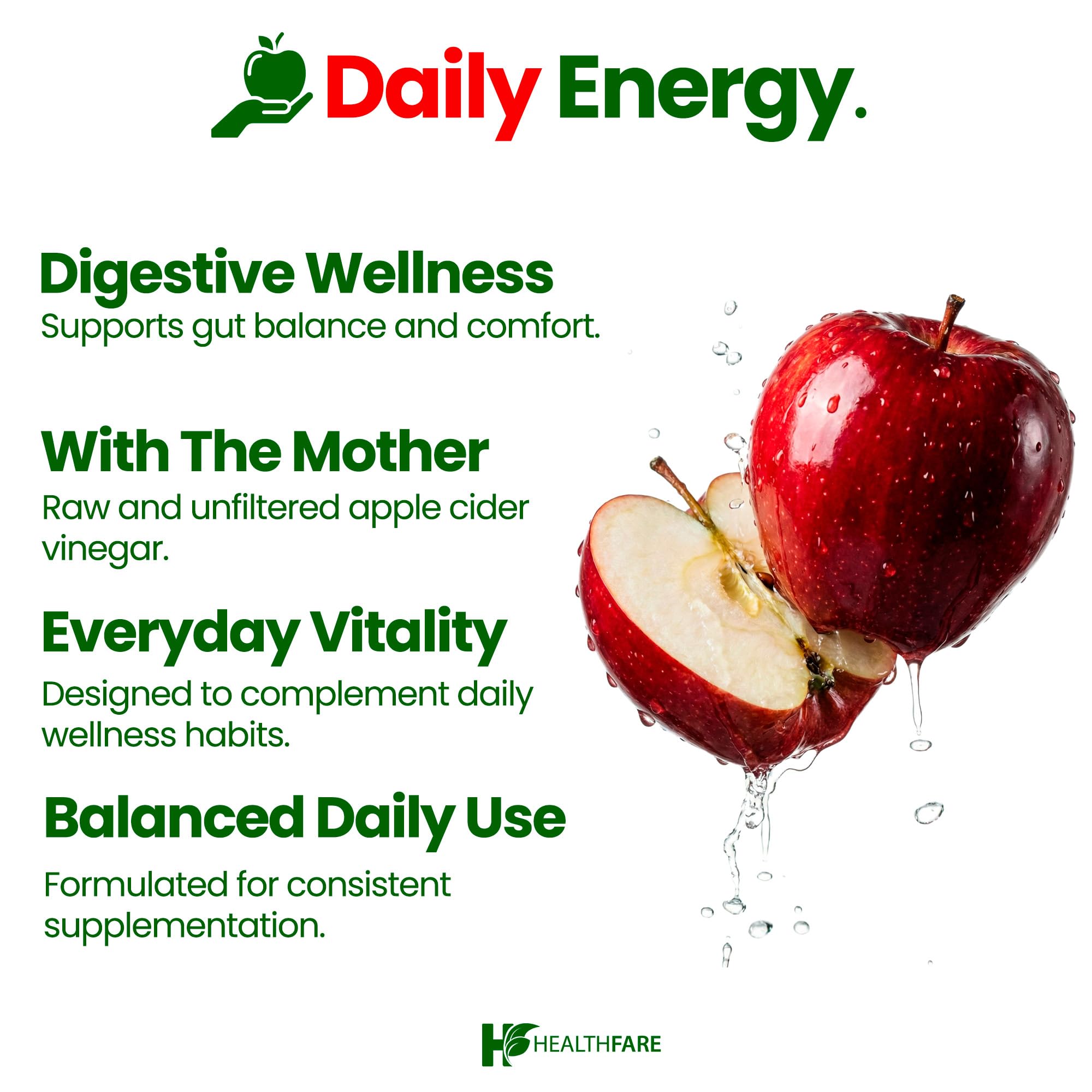 HealthFare producto en la mañana junto a agua para uso práctico