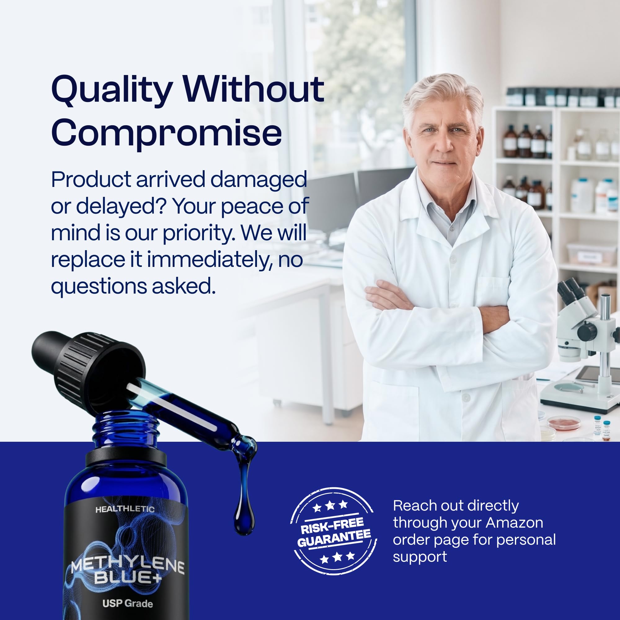 healthletic sello cGMP en primer plano que muestra control de calidad