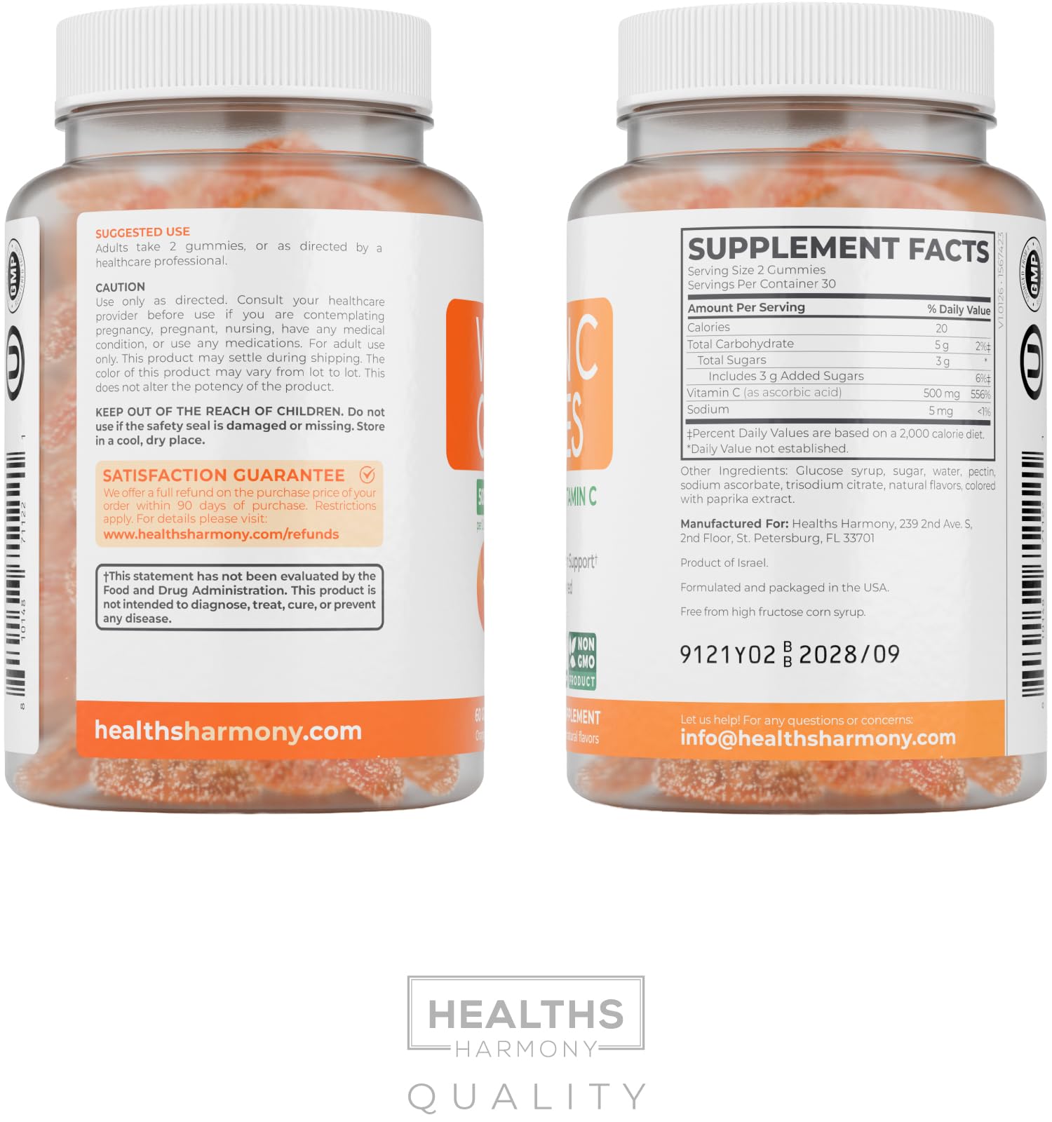 Healths Harmony detalle de ingredientes pectina vegetal y origen vegetal