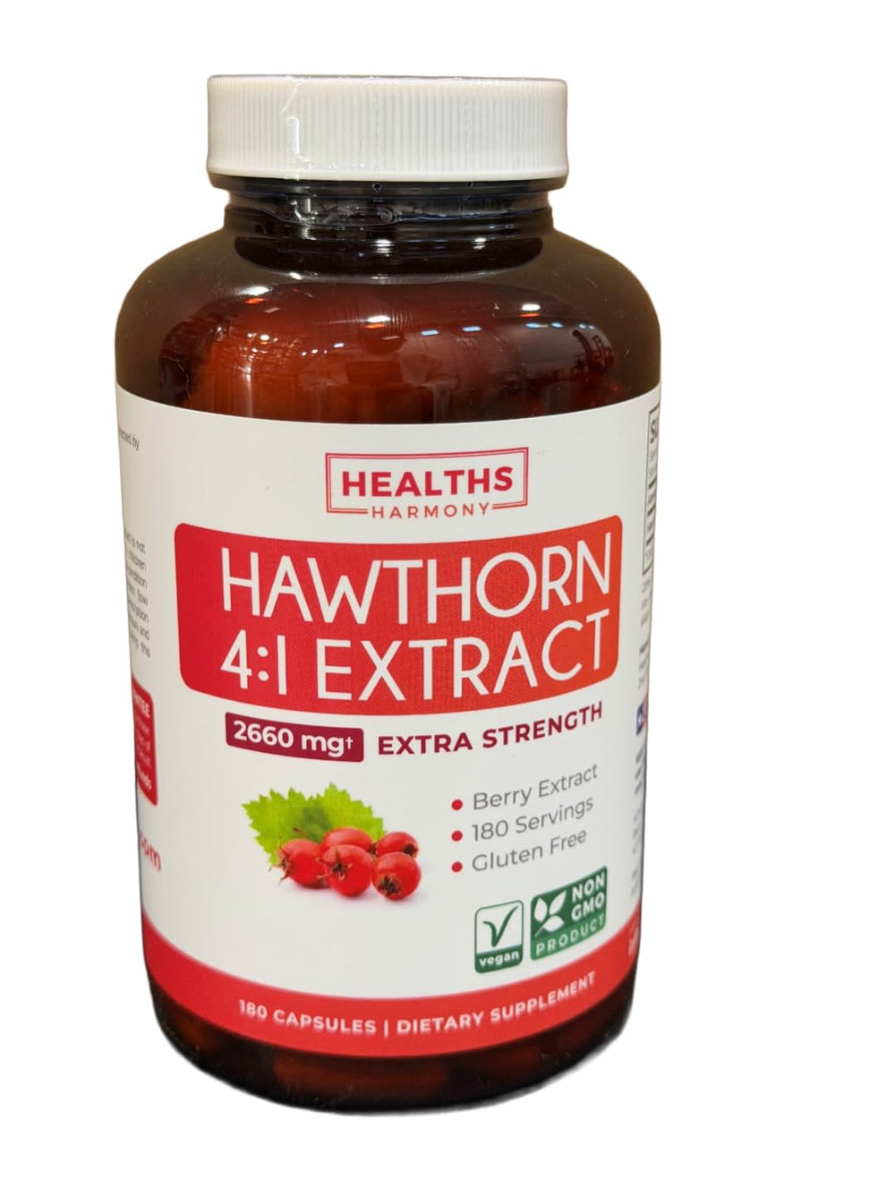 Healths Harmony etiqueta detallada con lista de ingredientes y pureza