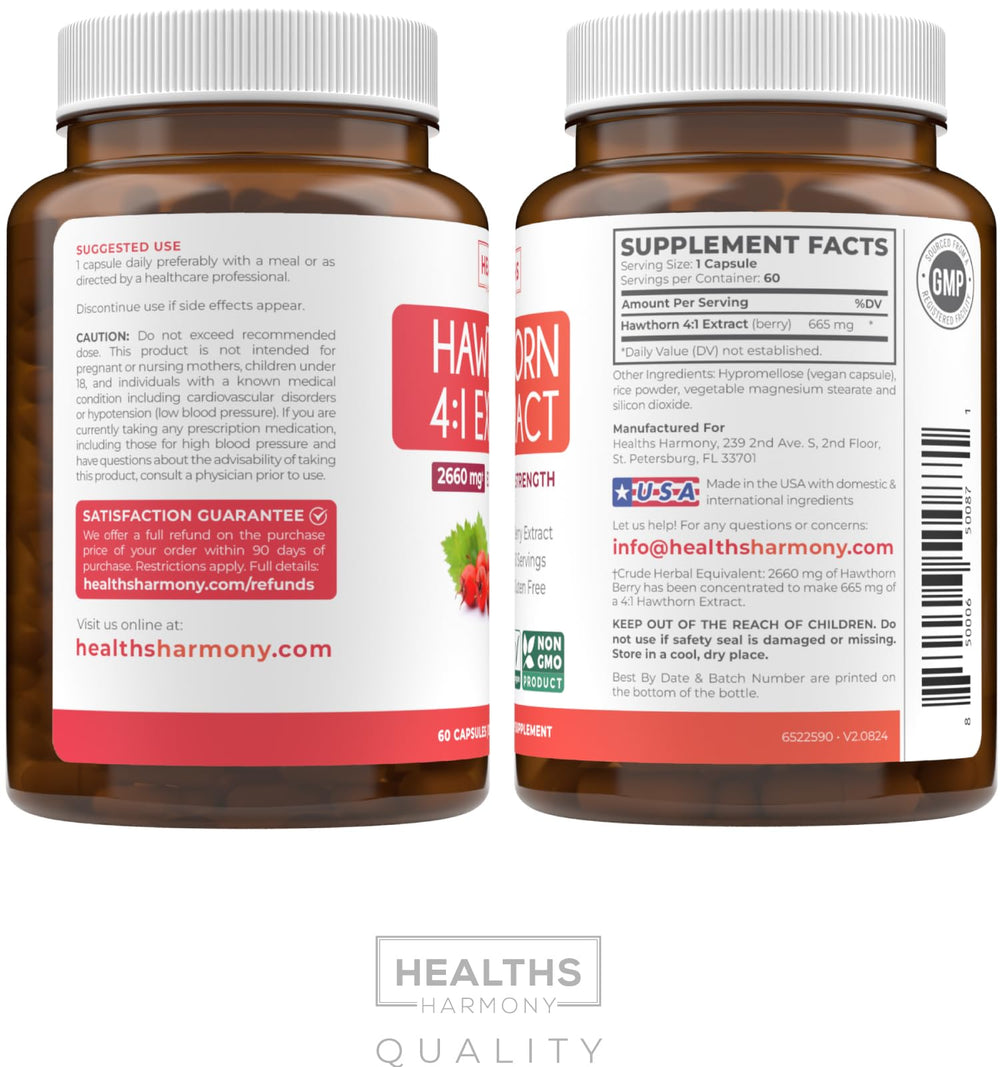 Healths Harmony etiqueta nutricional y de ingredientes para transparencia