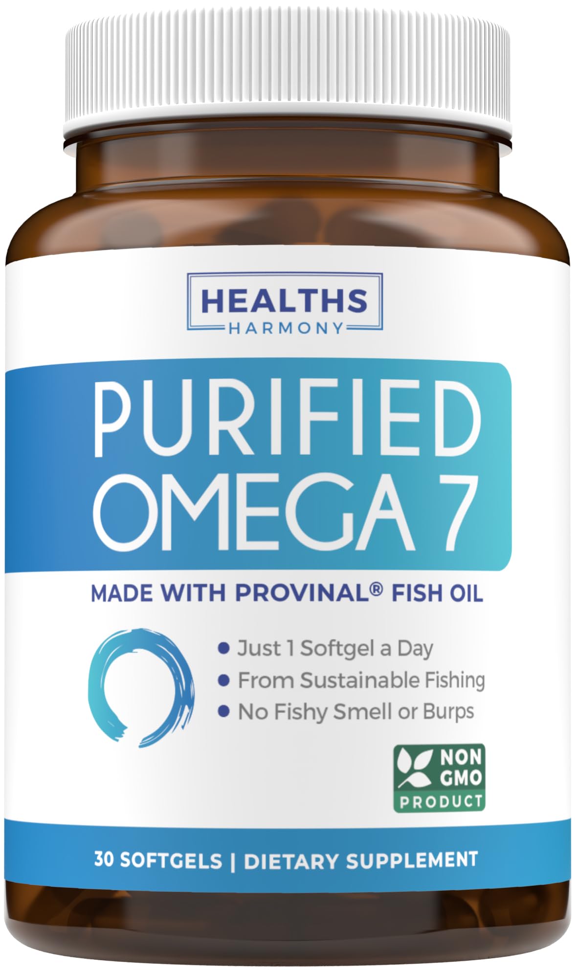 Healths Harmony frasco frontal mostrando diseño y sello de pureza