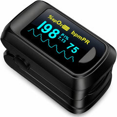 HealthTree pulsioxímetro frontal mostrando resultados claros y rápidos