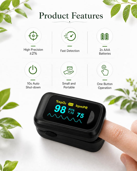 HealthTree pantalla OLED con dígitos grandes para lectura fácil