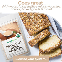 Batido vegano con psyllium Healthworks siendo mezclado para mayor consistencia