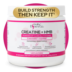 Healthy Bones Co. envase frontal mostrando etiqueta y tamaño, práctico para rutina diaria