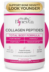 Healthy Bones Co. frente del empaque con fórmula completa, confianza y calidad