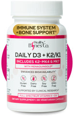 Healthy Bones Co. frasco frontal mostrando el envase y beneficio de apoyo óseo