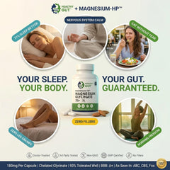 Healthy Gut sello cGMP en etiqueta indicando control de calidad