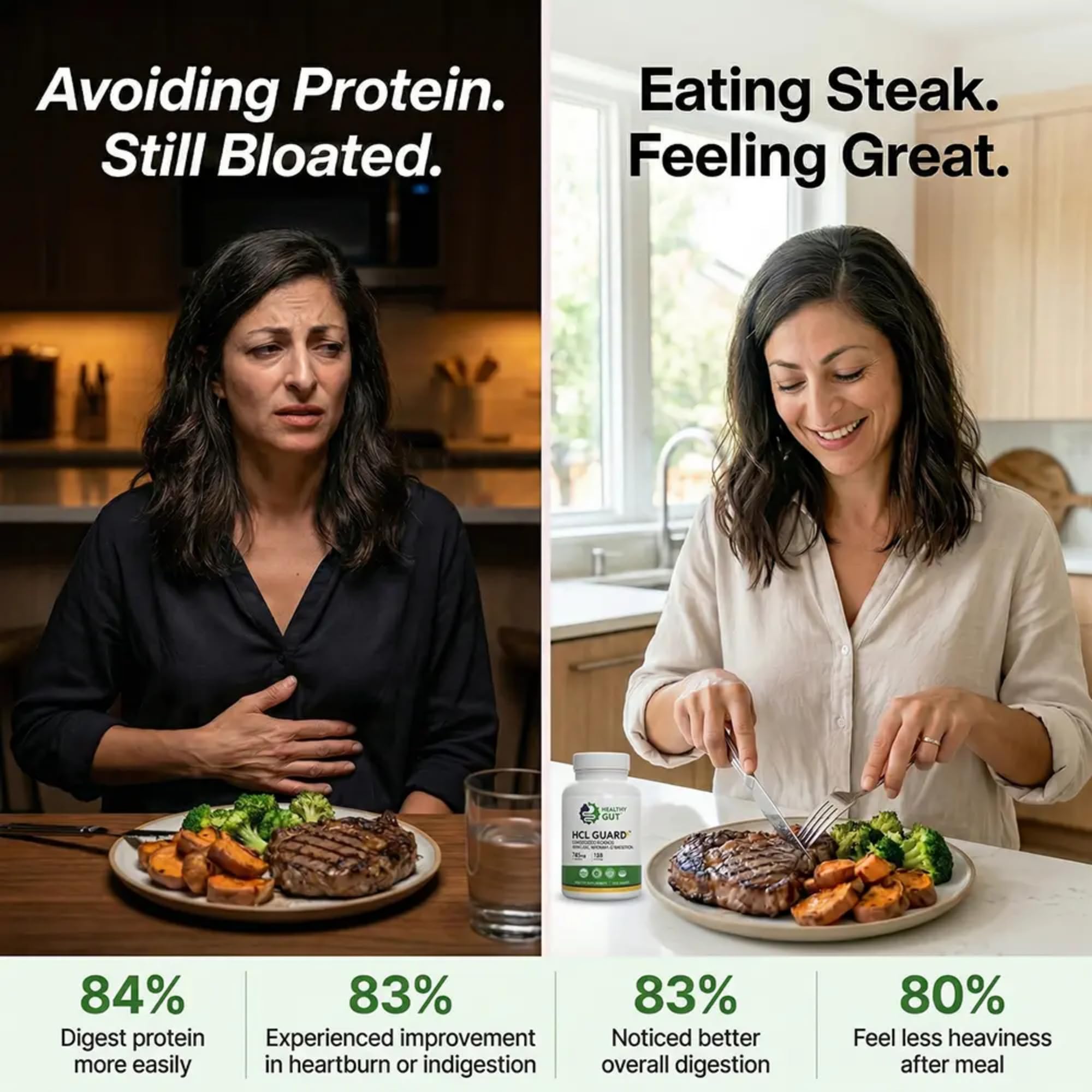 Healthy Gut etiqueta con ingredientes y dosis para confianza