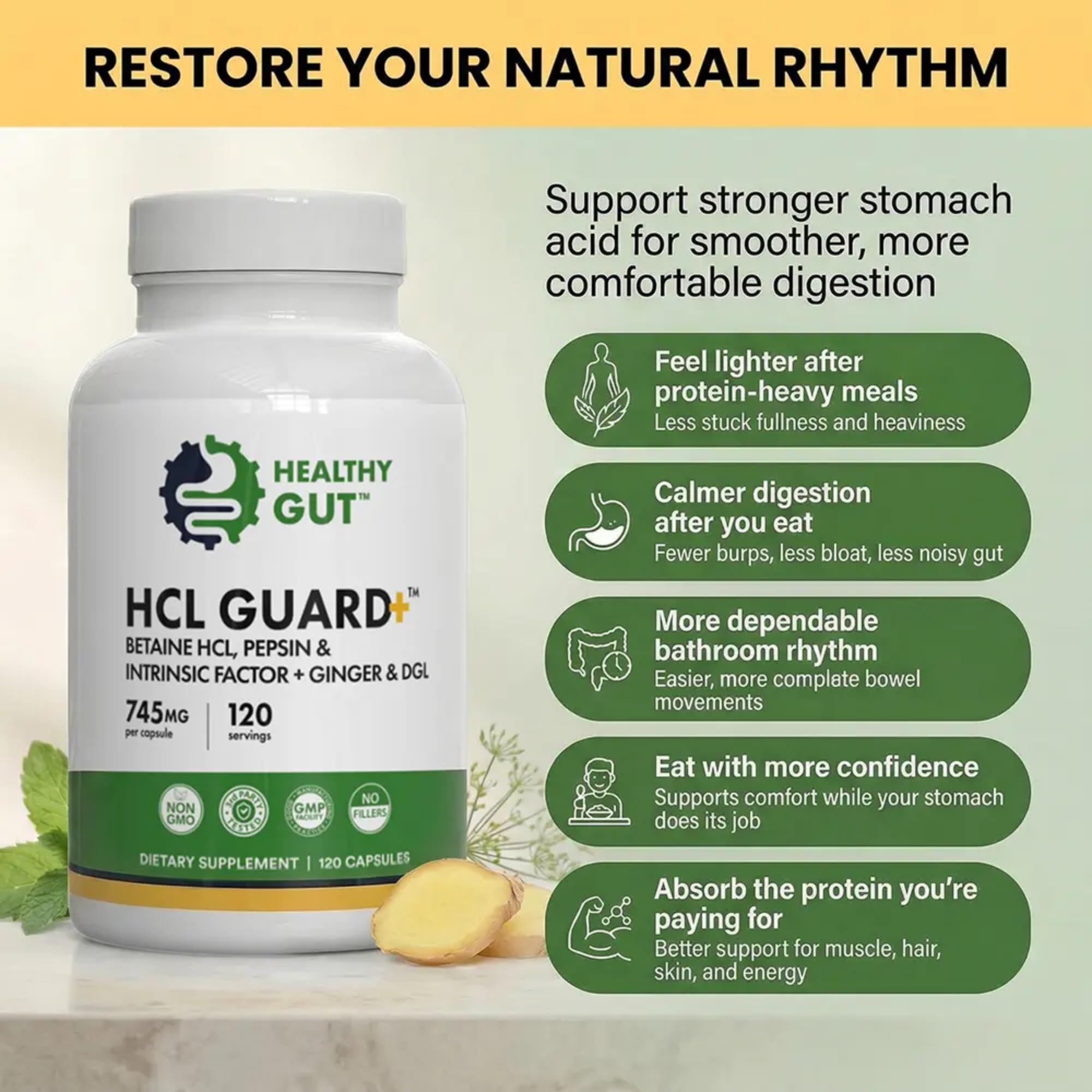 Healthy Gut jengibre orgánico en polvo como ingrediente natural
