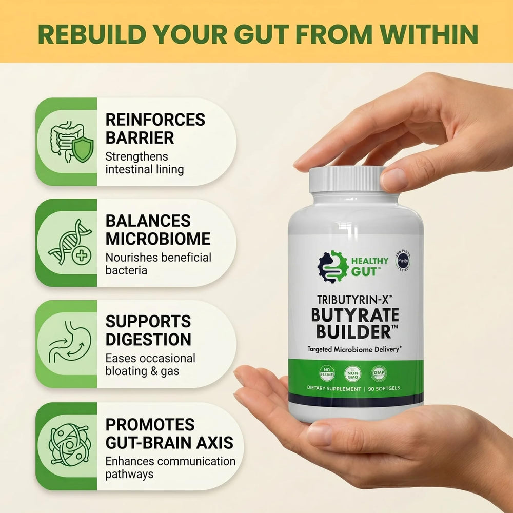 Healthy Gut etiqueta con información nutricional clara y sin aditivos