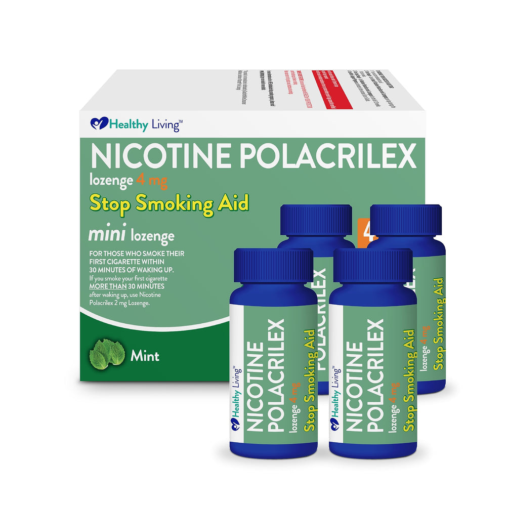 Healthy Living frente del envase mostrando 108 pastillas y sabor menta, claridad del producto