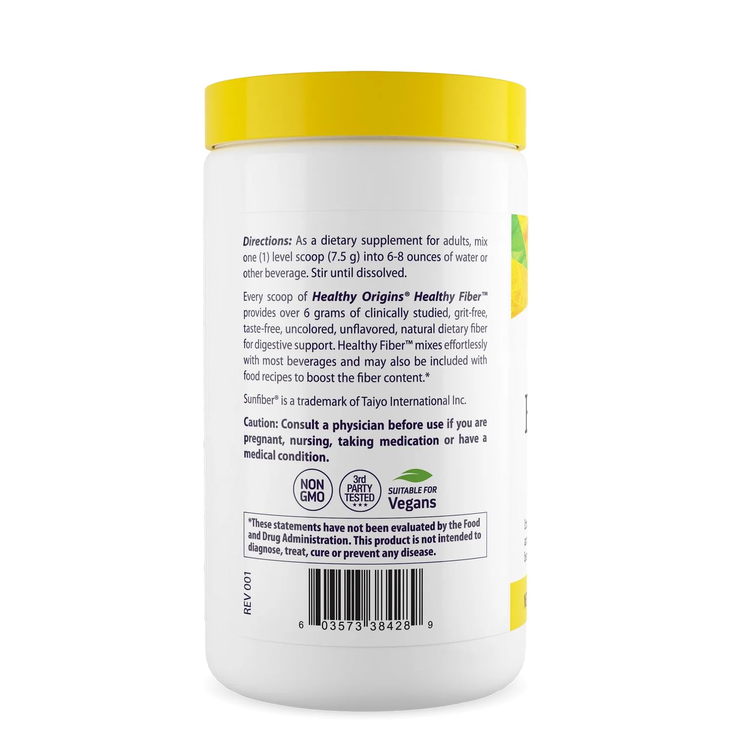 Healthy Origins envase abierto con polvo fino para textura y pureza