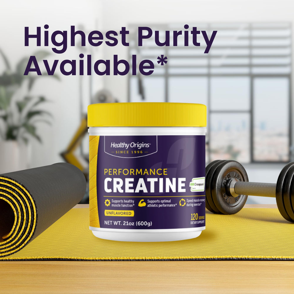 Etiqueta Healthy Origins indicando ingredientes y certificación Creapure