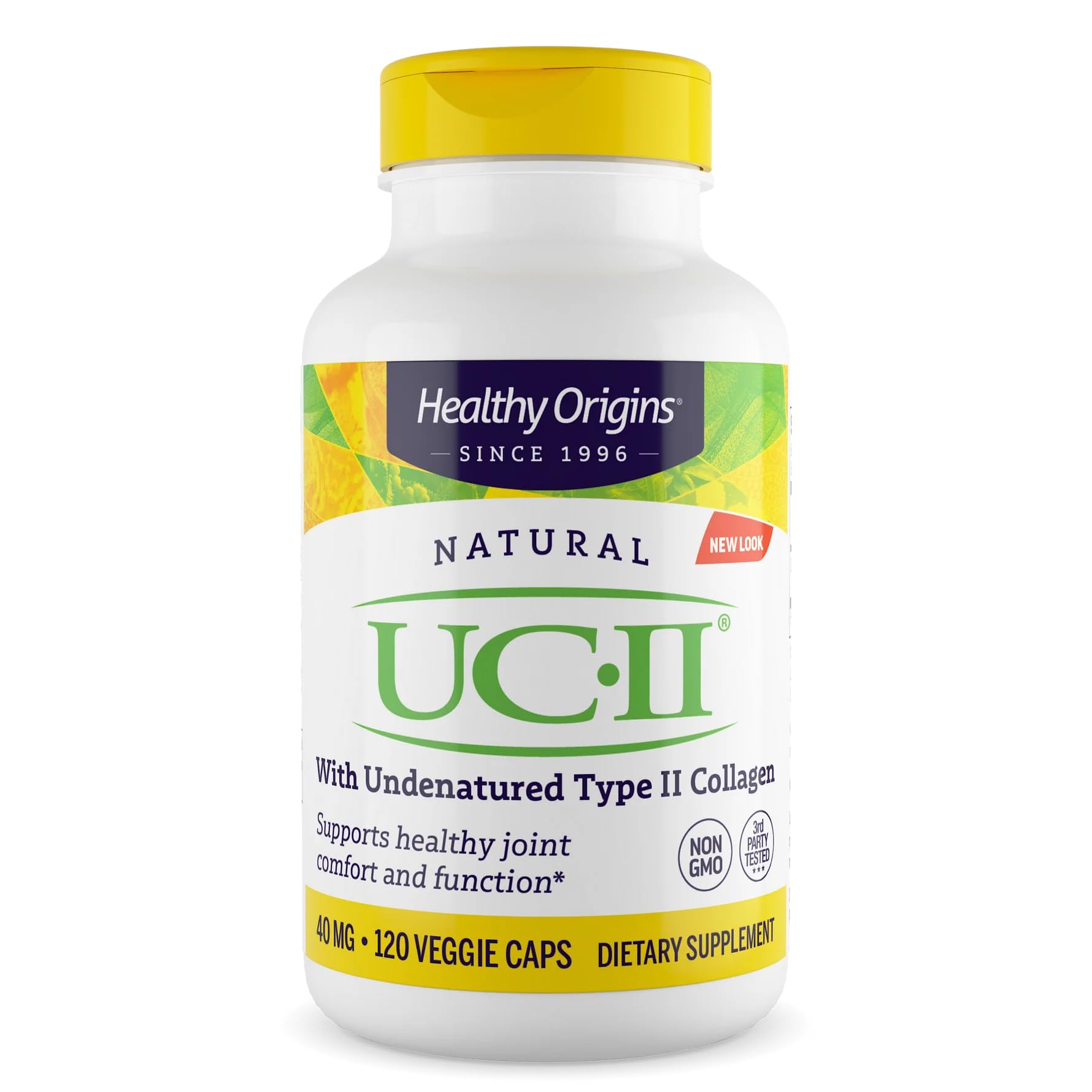 Healthy Origins frasco frontal mostrando etiqueta clara y dosis 40 mg para confianza