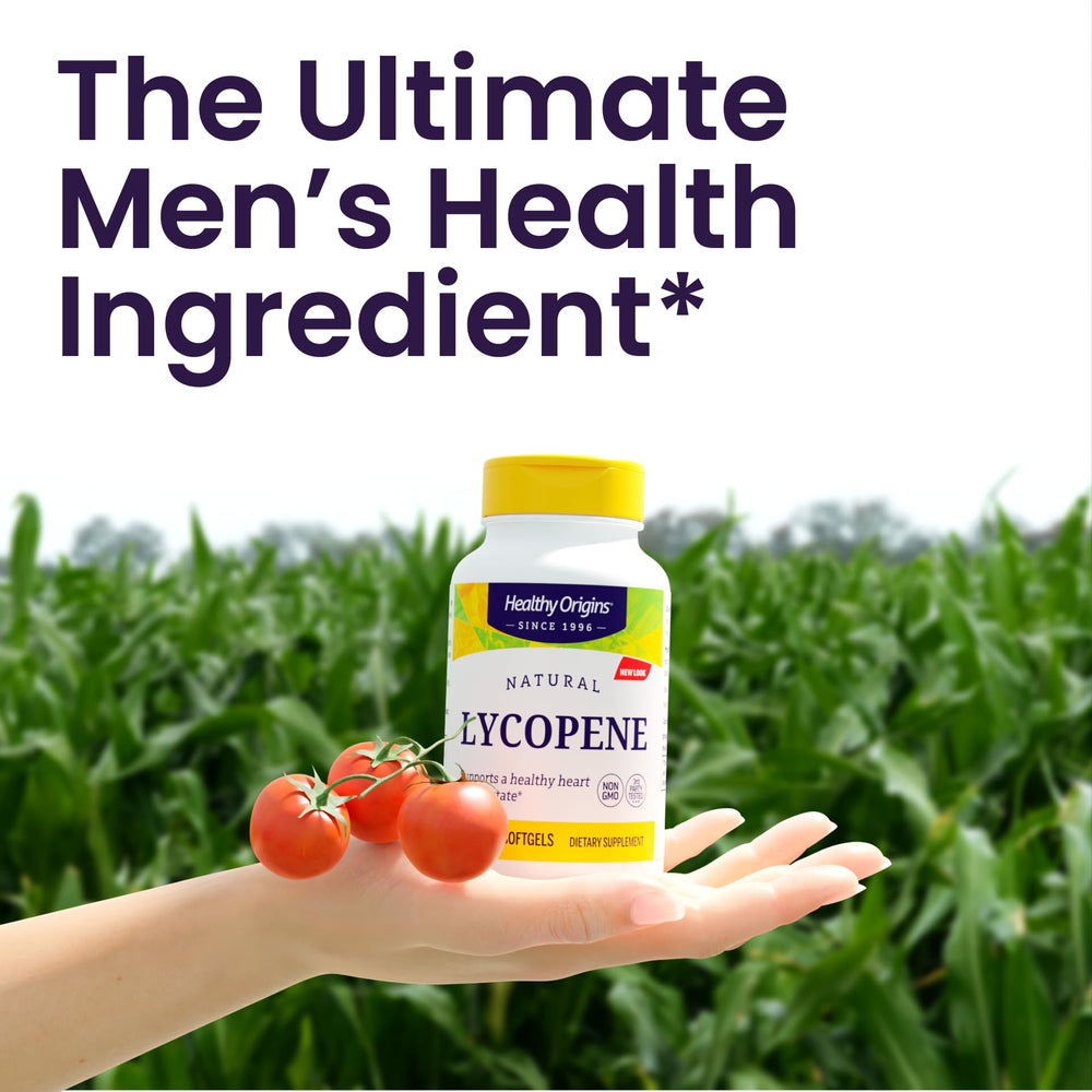 Softgel Healthy Origins en mano para comparar tamaño y dosificación