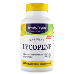 Healthy Origins envase frontal mostrando licopeno 15 mg y beneficios