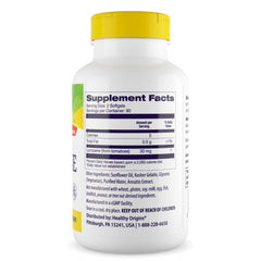 Healthy Origins etiqueta lateral con ingredientes y dosis visibles
