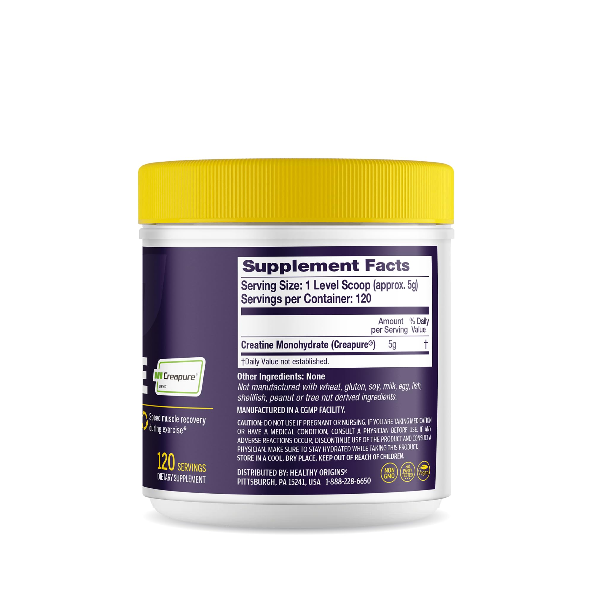Detalle del polvo Creapure de Healthy Origins, textura fina y homogénea