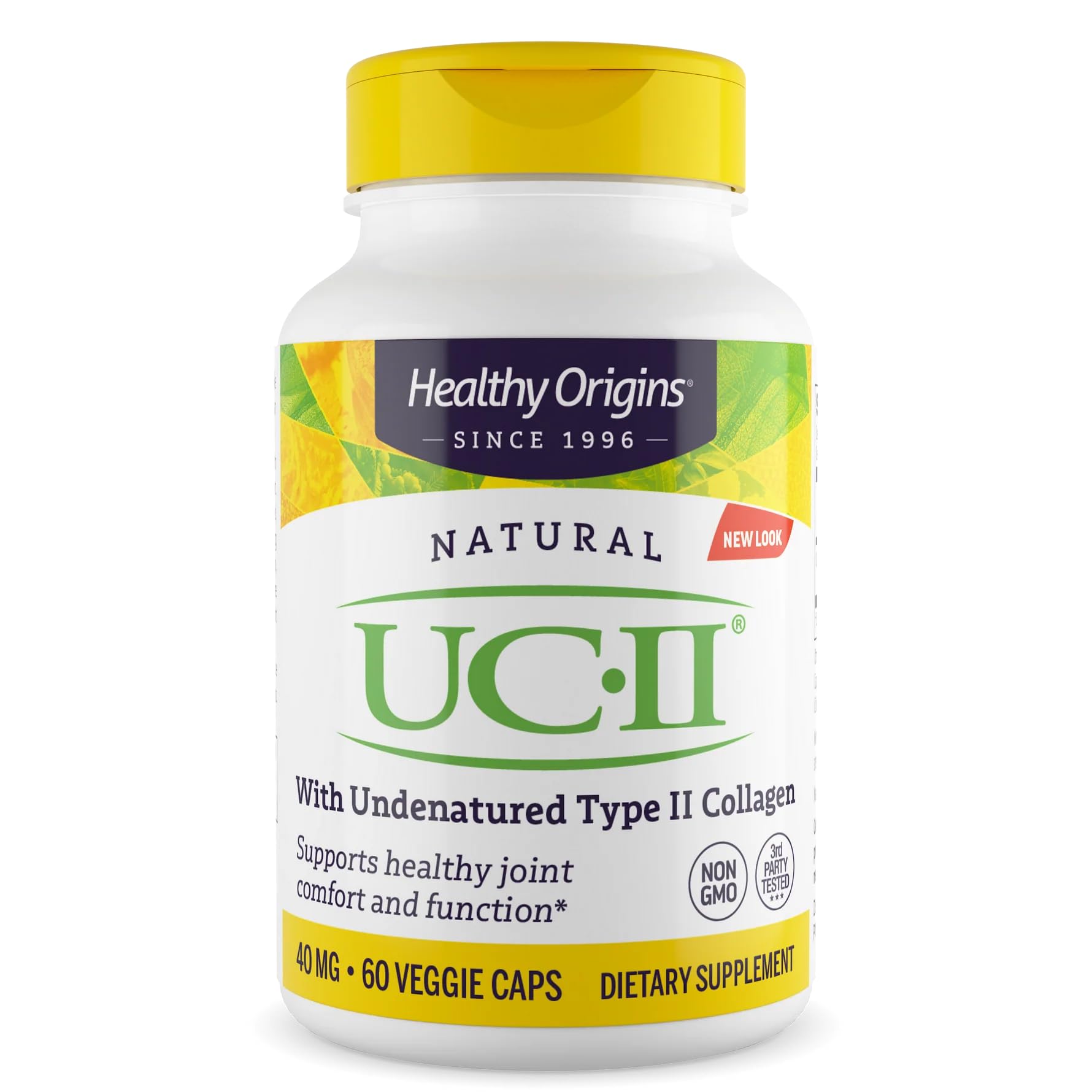 Healthy Origins frasco frontal mostrando etiqueta clara y beneficios