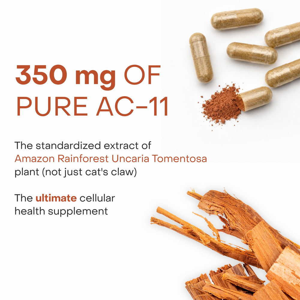 Healthycell AC-11 etiqueta detallada que resalta ingredientes y pureza