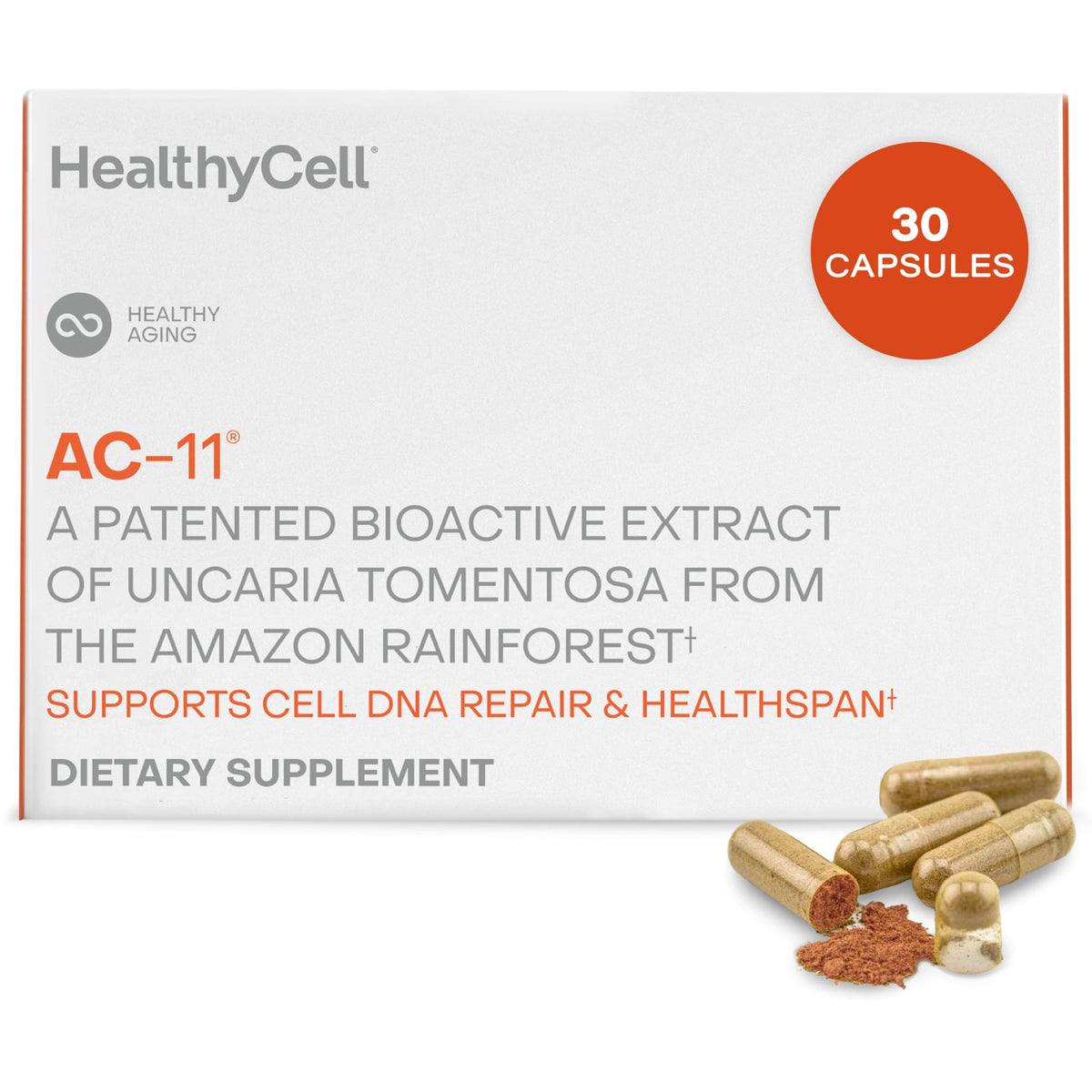 Healthycell AC-11 envase frontal mostrando presentación y dosis recomendada