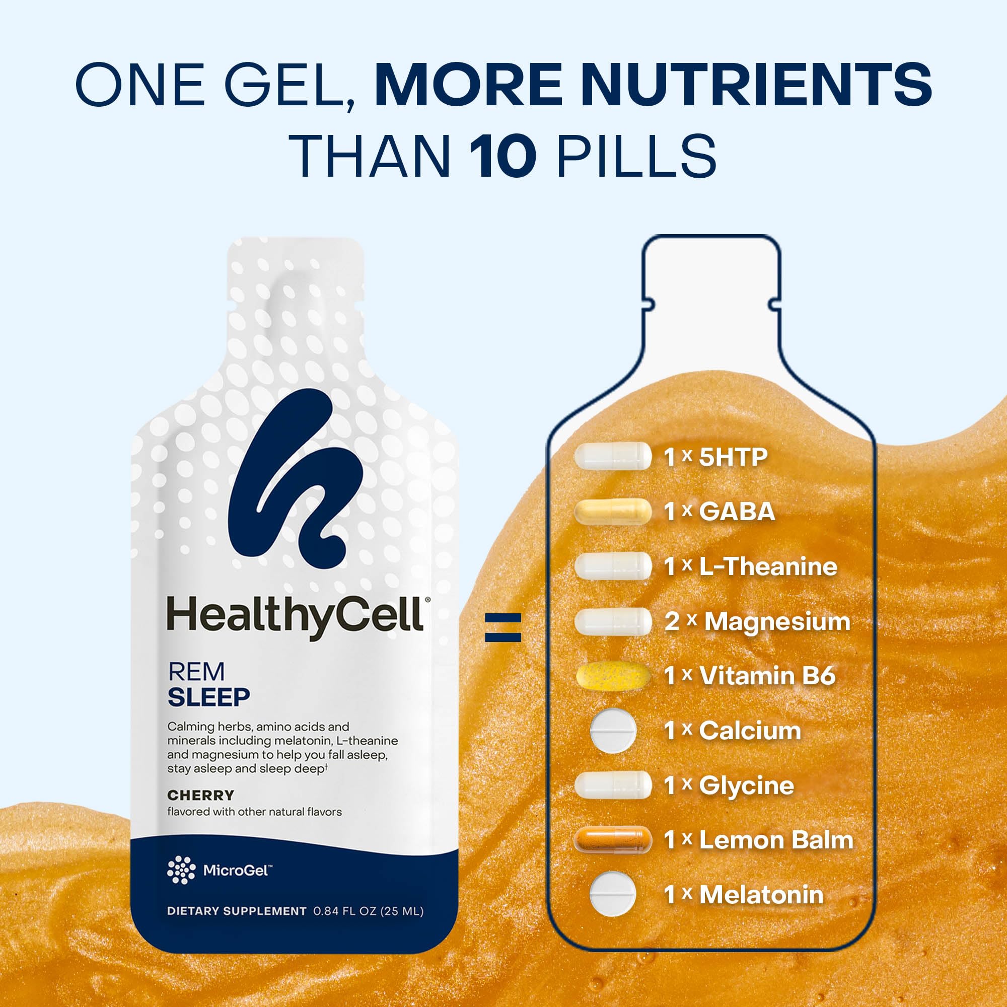 Healthycell persona usando el gel antes de dormir comodidad nocturna