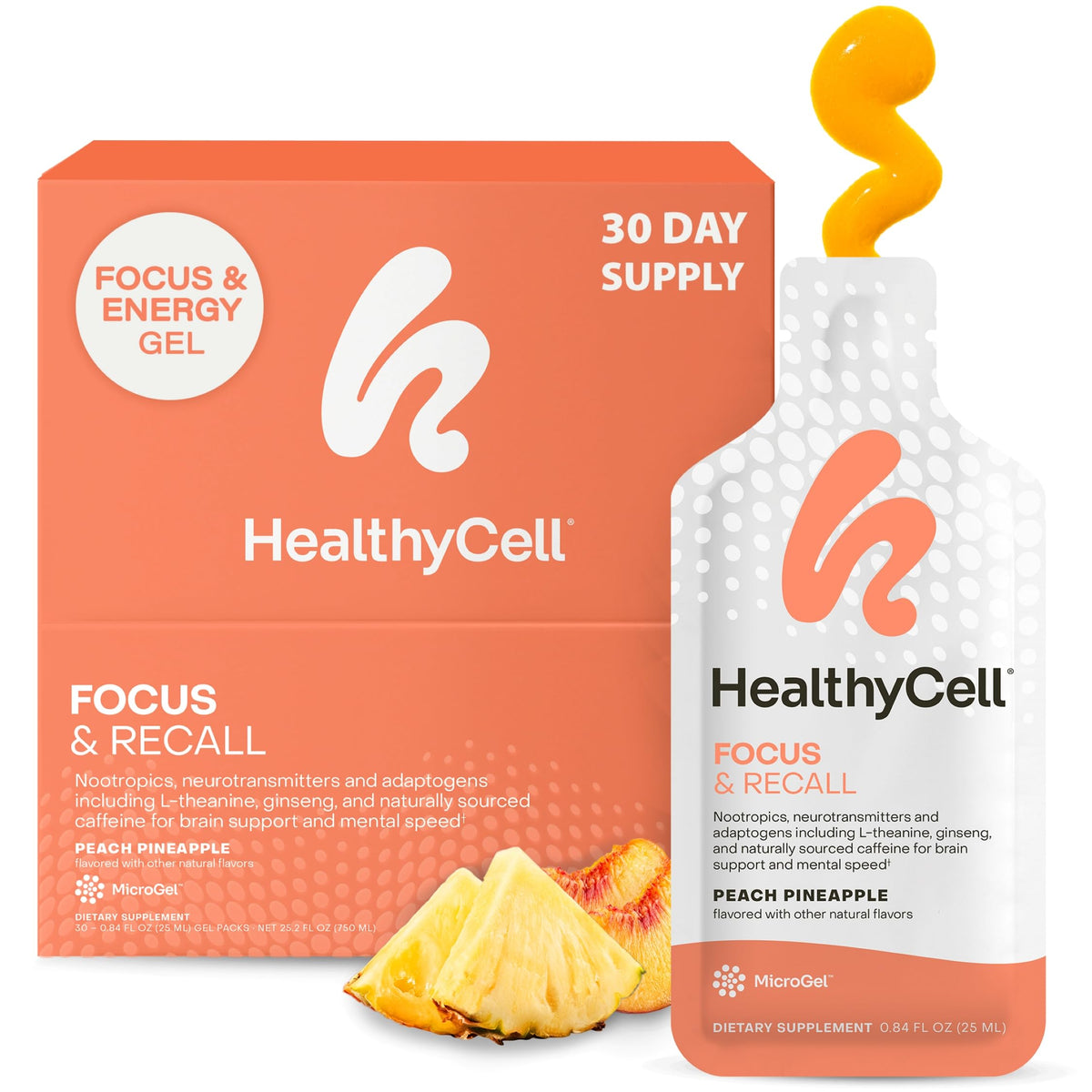 Healthycell empaque frontal mostrando 30 sobres y beneficio portátil