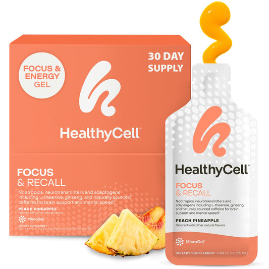 Healthycell empaque frontal mostrando 30 sobres y beneficio portátil