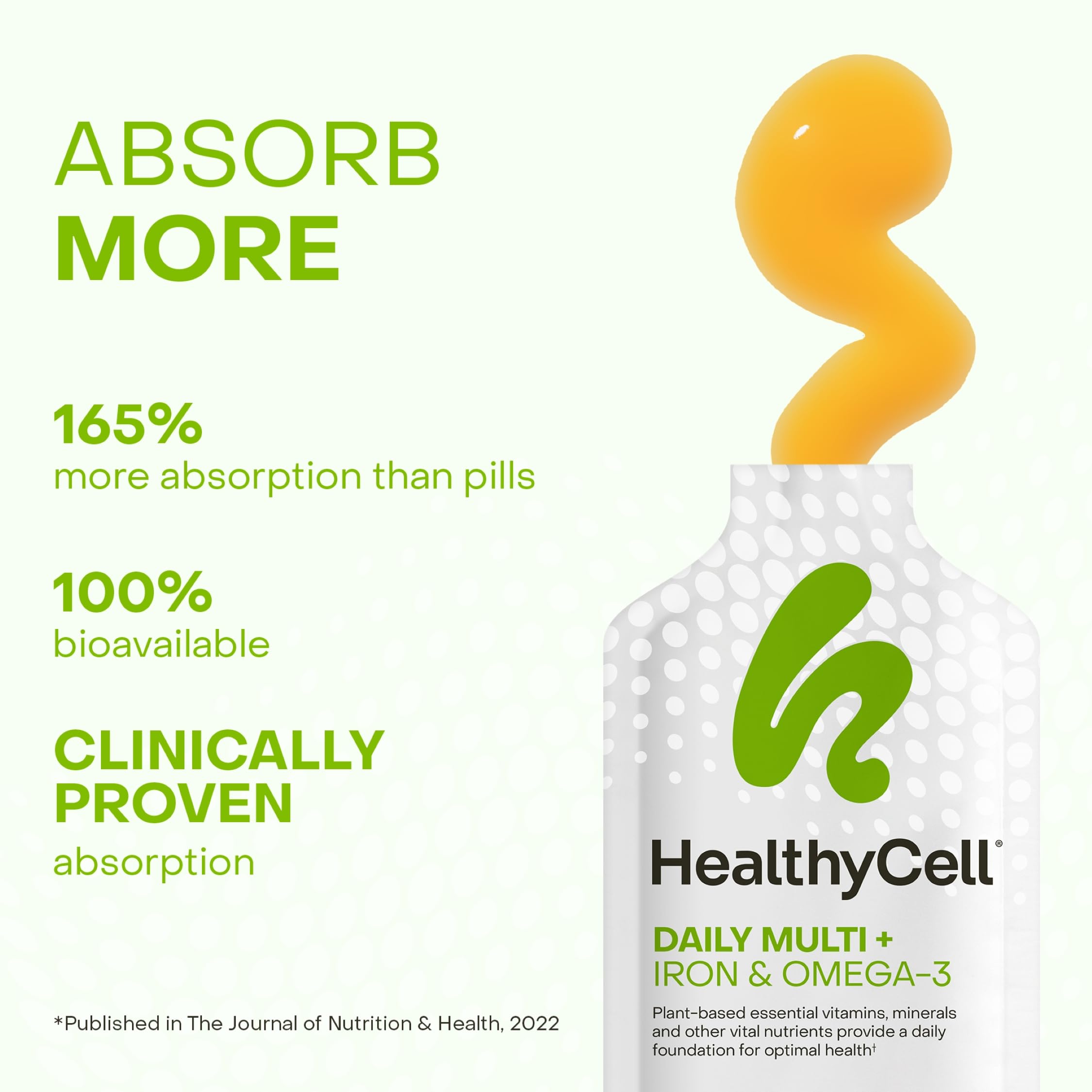 Healthycell sobre abierto con gel listo para consumo sabroso