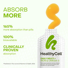 Healthycell sobre abierto con gel listo para consumo sabroso