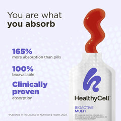 Healthycell sobre abierto con gel visible y beneficio de toma sencilla