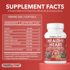 Healthy One Healthy Heart cápsula de cerca destacando tamaño y fácil ingestión