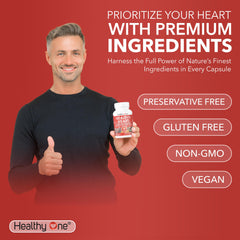 Healthy One Healthy Heart estilo de vida con suplemento junto a comidas saludables