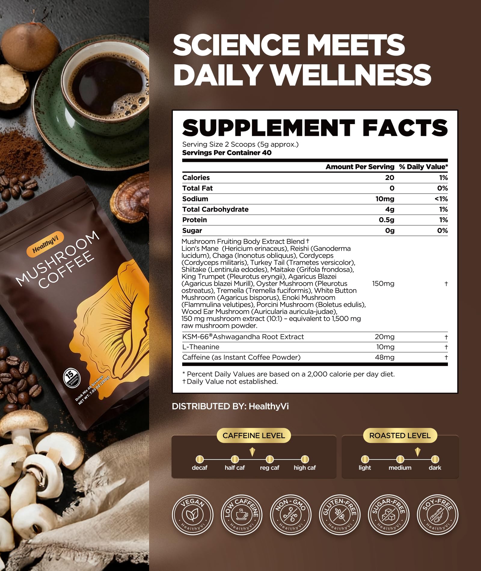 HealthyVi taza en ambiente relajado alabando calma y disfrute diario
