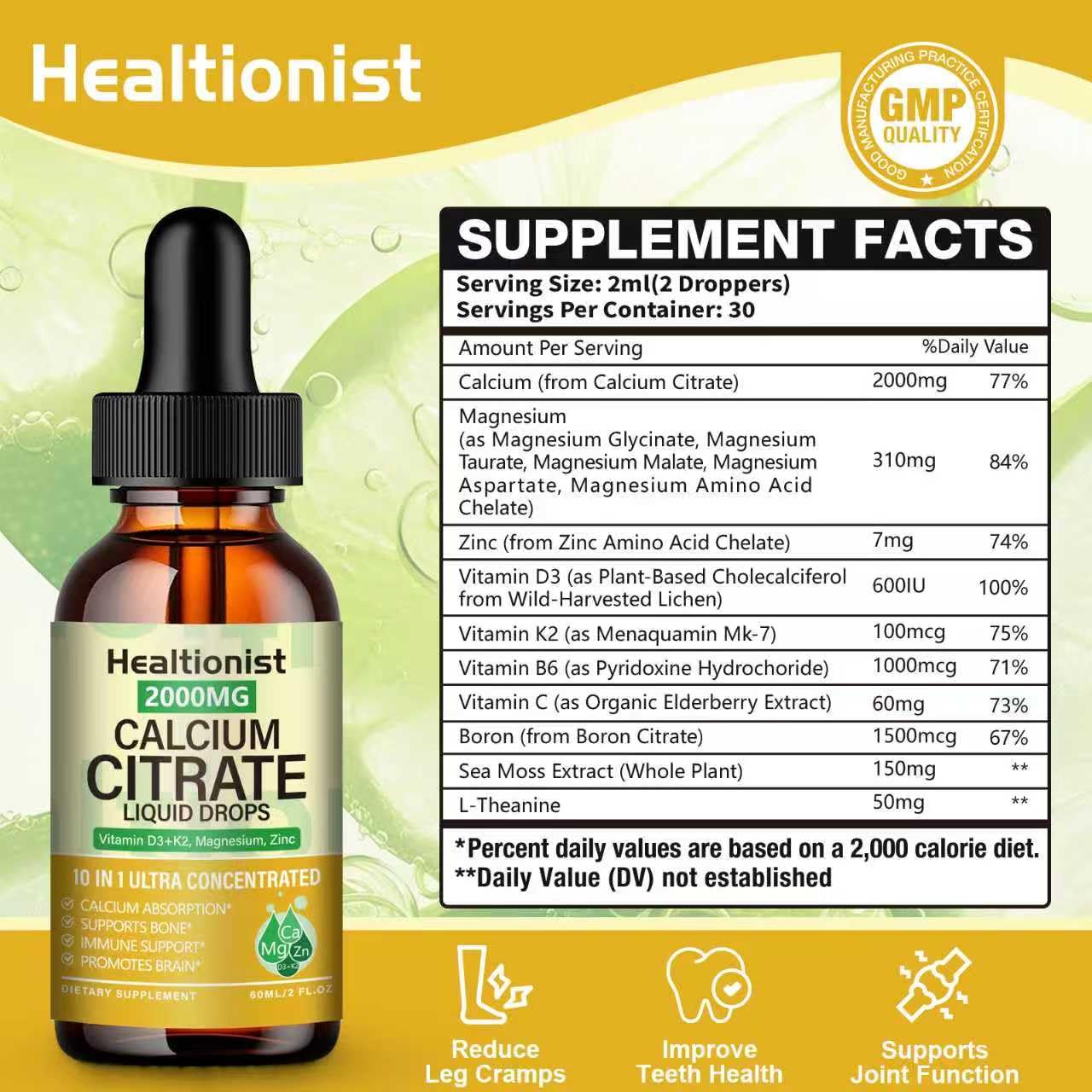 Healtionist detalle del gotero para dosificación precisa y uso sencillo