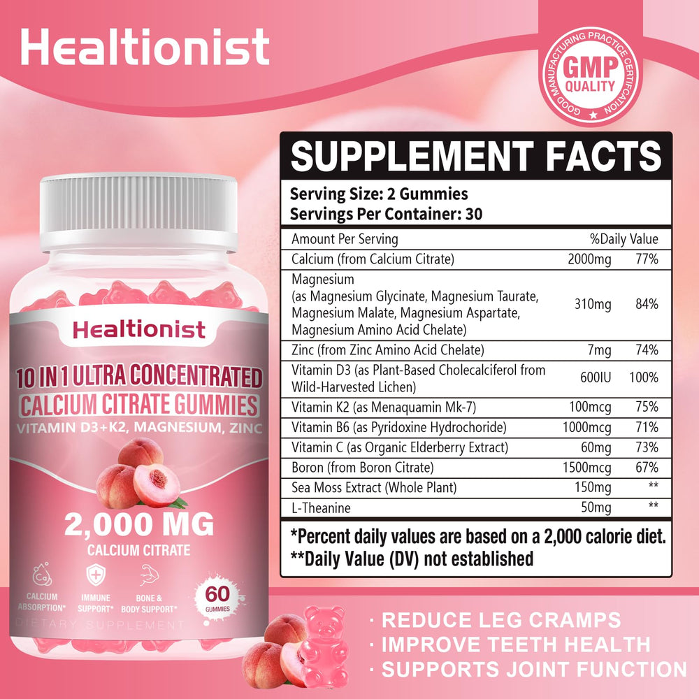 Primer plano de la textura de la gomita Healtionist sabor durazno, fácil masticación