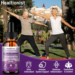 Healtionist gotas vertidas en vaso para mezclar y tomar cómodamente