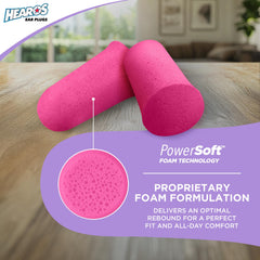 Hearos tapones en mano ilustrando escala petite para oídos pequeños, ajustable