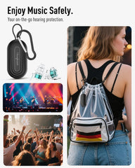 Hearprotek tapones en mano para comparar tamaño y portabilidad