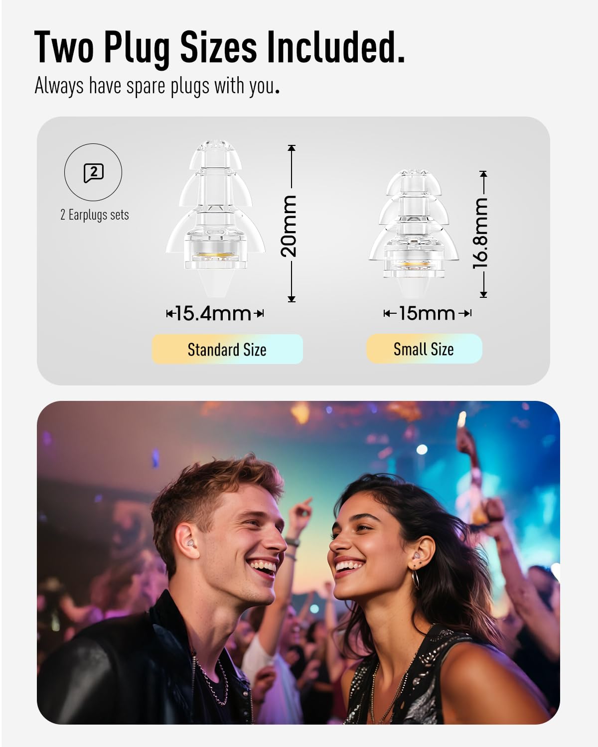 Hearprotek tapón junto a moneda para comparar tamaño, diseño compacto