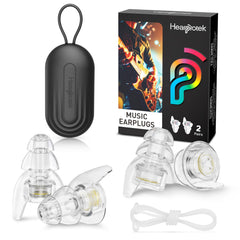 Hearprotek empaque frontal mostrando tapones y estuche, protección práctica