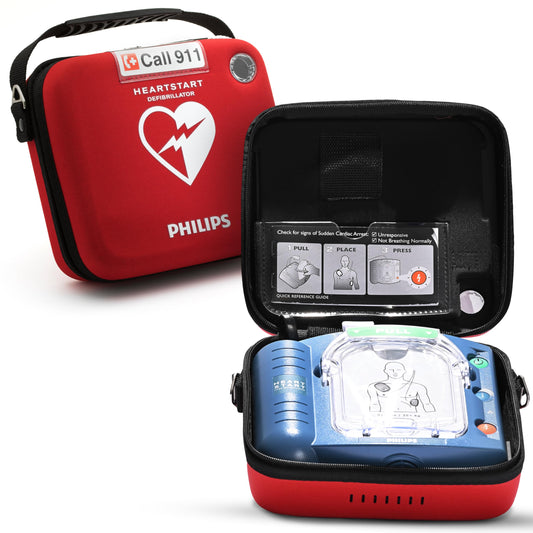 HeartStart OnSite en funda delgada listo para respuesta rápida