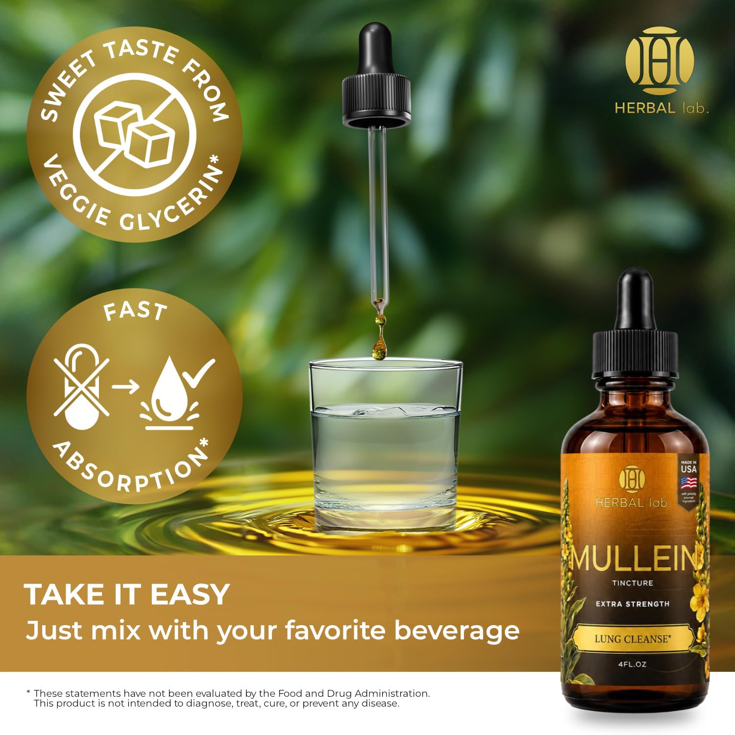 HEBS LAB hojas de mullein, origen natural del extracto beneficioso